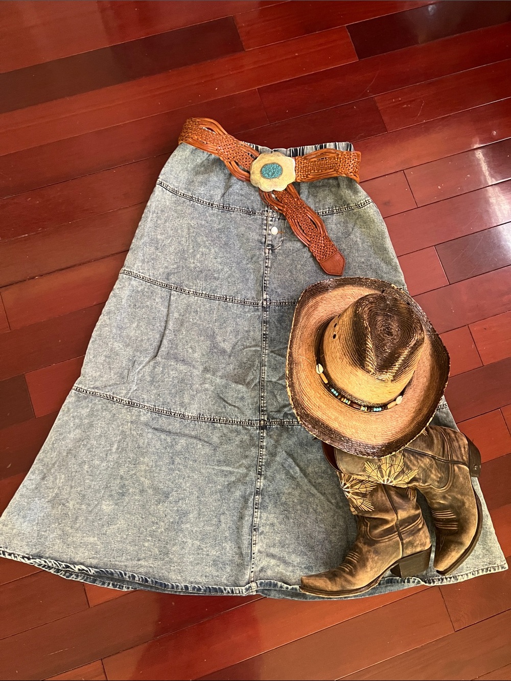 ME Makeover Essentials Light Blue Denim A-Line Maxi Skirt size L